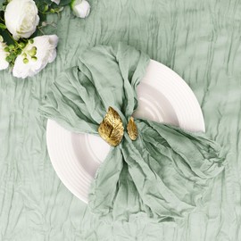 Cupuamon 25 Pack Cheesecloth Napkins 20x20 Inch Dinner Table Napkins Boho Washable Rustic Gauze Napkins Bulk for Wedding Bridal Baby Shower Party Decor (Sage Green)