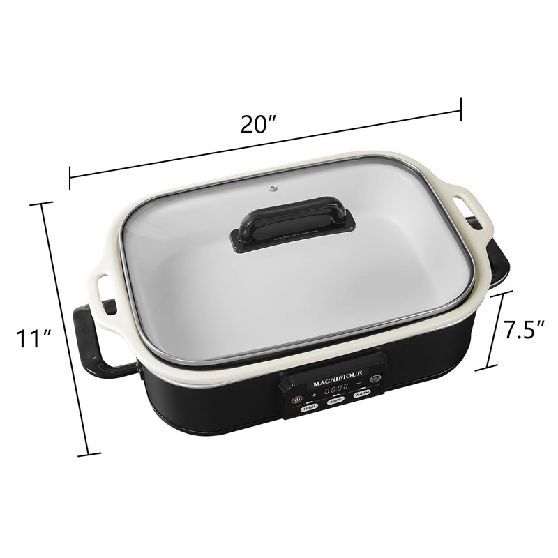 Magnifique 4 Quart Casserole Digital Slow Cooker, Premium Ceramic Bakeware