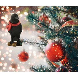 JFSM INC. Raven Perched on Branch Hanging Tree Ornament Figurine Crow Collectible - Raven Gifts, Raven Ornaments, Raven, Tree Decorations