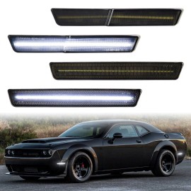 4pcs White Sidemarker for Dodge Challenger Scat Pack SRT Hellcat SRT Hellcat Redeye Widebody Side Marker Indicators LightsNumber of Bulbs: 4, Light Color: C03-02-0321 4PCS White, Lamp Type: LED