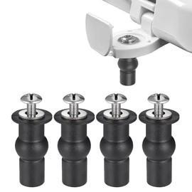 4 Pack Universal Toilet Seat Fittings - Toilet Seat Hinges, Screws, Fixing Kit with Expanding Rubber Top Nuts for WC Blind Hole Fittings