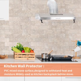 OYASIMI Peel and Stick Subway Tile Backsplash, 10 Sheets 12''x12''Beige Stone-Look 3D Wall Tiles, Thick & Strong Adhesive, Heat Resistant & Waterproof Stick On Tiles for Kitchen, Bathroom