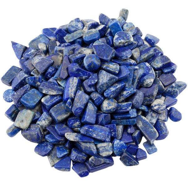 SUNYIK Lapis Lazuli Tumbled Chips Stone Crushed Pieces Irregular Shaped Stones 0.3-0.5 inch 1pound(About 460 Gram)