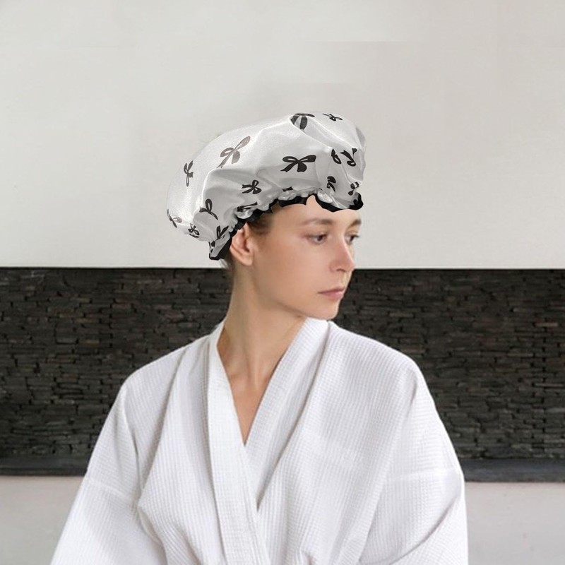 Pack of 2 Shower Caps with Bow, Cute Shower Cap,