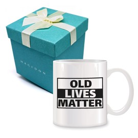 MAGEDON Old Lives Matter Ceramic Coffee Mugs for Men Women 11 oz - 50th 60th 70th Birthday Gift, Christmas Gifts, Birthday Gifts for Dad, Mum, Grandad, Grandma
