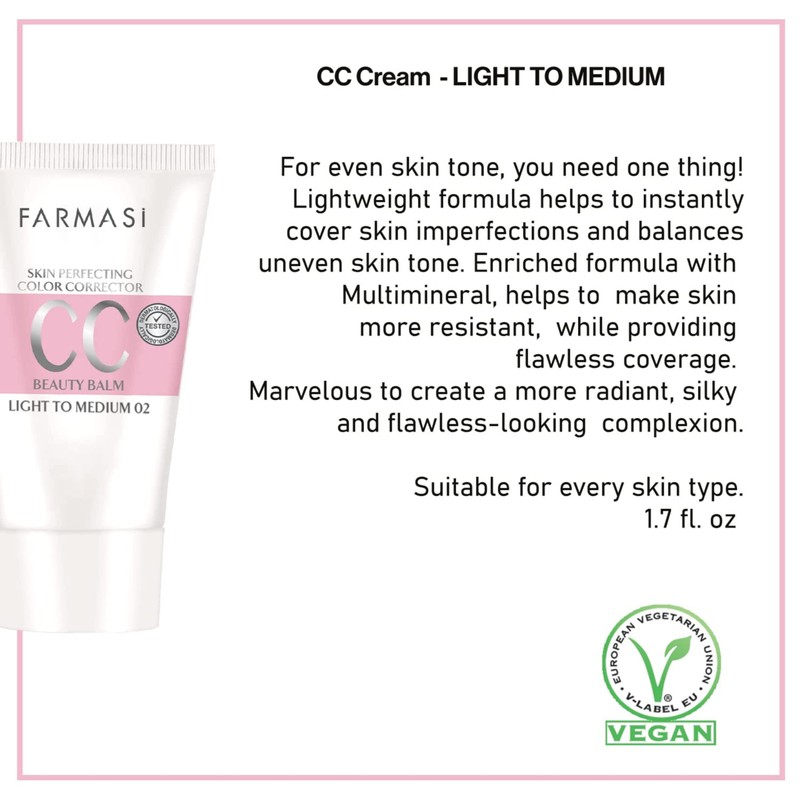 FARMASi CC Color Control Cream, Natural and Flawless Finish, Enriched