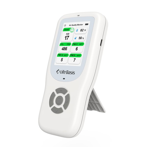 LifeBasis Air Quality Monitor Indoor, 10-in-1 Air Quality Detector with