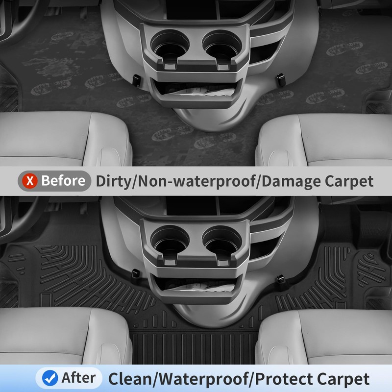 DAZANZAN Floor Mats for for Ford Econoline Van E-Series 2025-2007