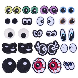 FREEBLOSS 36Pcs Eyes Patch Embroidery Cartoon Eyes Iron On Patches 18 Styles Embroidered Patches Applique Costume Accessories for Clothes