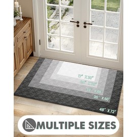 LUMI Indoor Door Mat, Ultra Thin Mud Mat, Washable Absorbent Entryway Mat, Non-Slip Rubber Welcome Doormats, Woven Pattern Inside Floor Mat for Front Door, Entrance, 17"x30", Grey