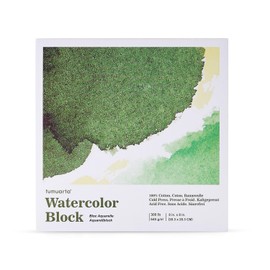 tumuarta Watercolor Blocks 100% Cotton, 20.3x20.3 CM, 300 LB, 640 GSM, 20 Sheets, Natural White, Acid Free, Cold Press, Watercolor Paper Board Sketch Books for Watercolors, Acrylic and More,8X8”