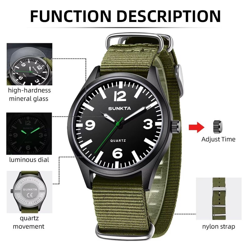 LIGE Watches for Men Unisex Military Sports Nylon Band Analog