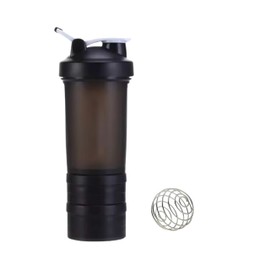 Fittify Protein Shaker Bottle with Storage Compartments | Pre-Workout, Protein, Supplements | 16.9 oz (500 ml) [Black]