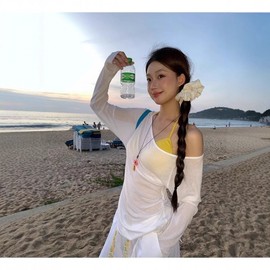 a522 Women's Pure Bikini Cover-up - Summer Thin, Loose, Slimming, All-match Sun Protection Overcoat Style M/White 10ea