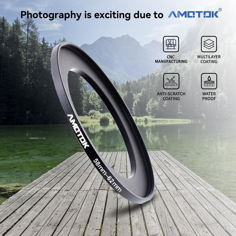 58mm to 62mm Camera Filter Ring Compatible with All 58mm
