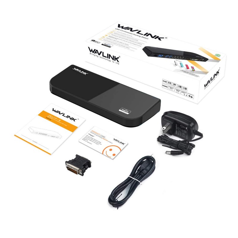 WAVLINK USB 3.0 Multifunctional Docking Station, 2K, 2048x1152, DVI/HDMI, 2