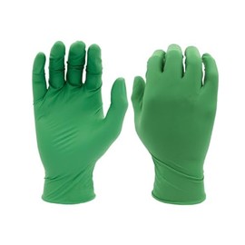 SHOWA 6110PF - Guantes de seguridad sostenibles EBT sin látex, sin polvo, nitrilo desechables de un solo uso, 4 mil, 9.5 pulgadas de longitud, mediano (1 caja/100 guantes)