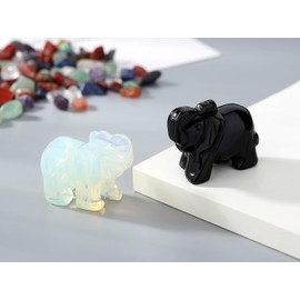 GUJOXILA Black Obsidian Crystal Elephant Ornament Crystals Gifts for Women Elephant Gifts Elephant Statue Figurine Decoration Polished Cute Luck Small Home Office Desk Decor 1.5"