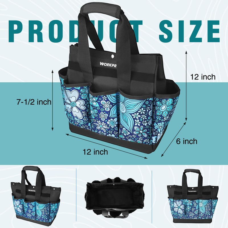 WORKPRO Garden Tool Bag, 9 Pockets Garden Tote Bag, Heavy