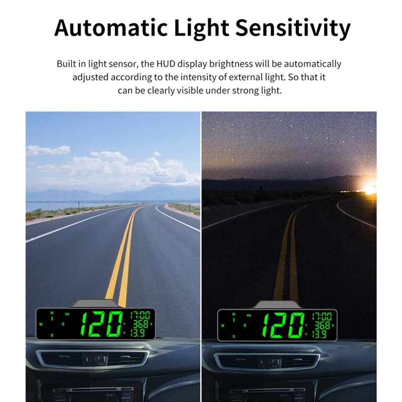 8in Car HUD Display Multifunction GPS Speedometer Fatigue Driving Alarm