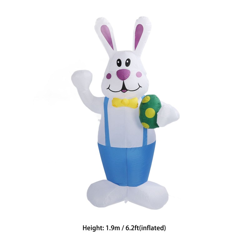 Inflatable Bunny Yard Decoration 6.2ft with LED Lighting Cute Easy