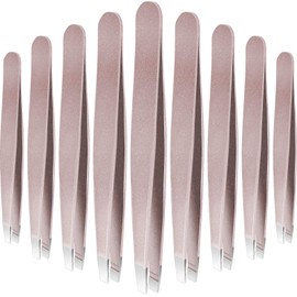 12 Pieces Eyebrow Tweezers Stainless Steel Slant Tip Tweezers Facial Hair Eyebrow Precision Tweezers for Men and Women (Rose Gold)