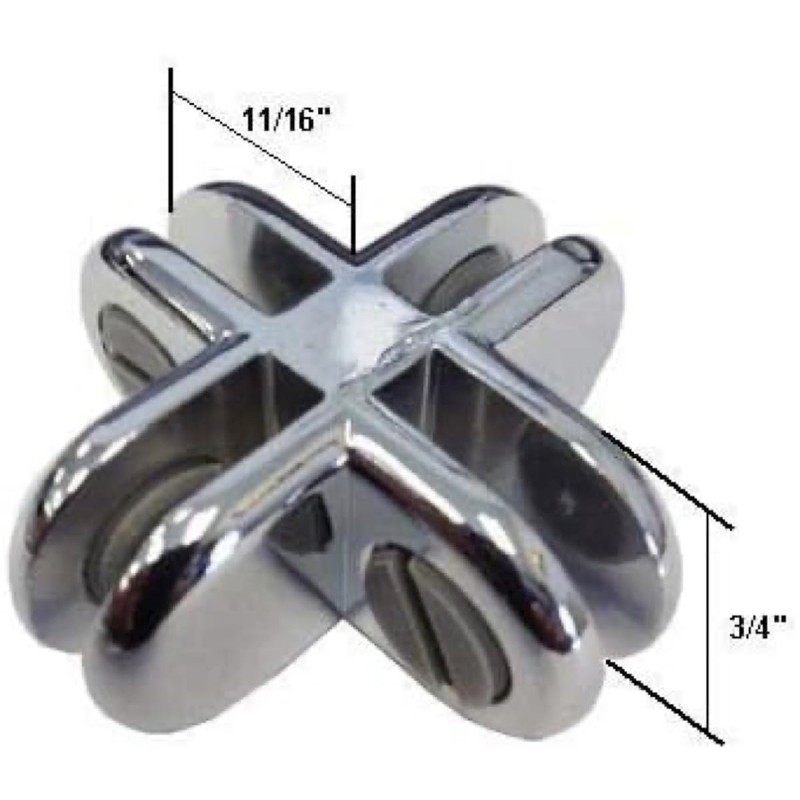 Only Garment Racks Chrome 4-Way Metal Glass Display Connector