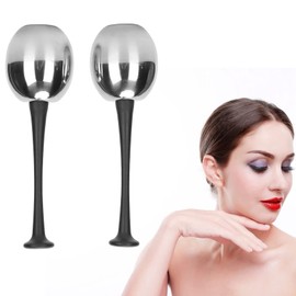 Pack of 2 Ice Balls for Facial, Stainless Steel Face Massage, Reduces Swelling, Ice Balls, Massager for Face, Neck and Eyes (Black Handle)