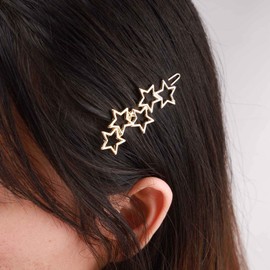 Yienate Stars Hair Clips Barrette Vintage Gold Cluster Star Hair Pin Hair Barrettes Metal Hoop Star Head Clip Bobby Pin Bridal Hair Accessories for Women Girls