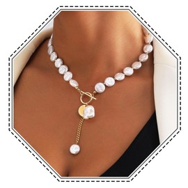 Jovono Boho Pearl Choker Necklace Gold Beads Sequin Pendant Necklace Vintage Necklaces Jewelry for Women and Girls Plastic, Plastic