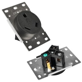JORINDO 2pcs NEMA TT-30R,Industrial Power Wall RV Receptacle 30Amp 125V 3 Pole 3 Wire Power Socket,Work for RV Trailer，Black