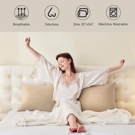 DOWNSTORIA Body Pillow Cover, Ultra Soft Microfiber Long Pillowcase, Envelope Closure Large Pillow Cases 20x54 inch (Beige)