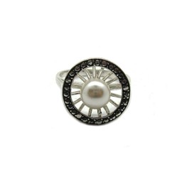 Stylish sterling silver ring solid 925 with 8mm pearl R001888 Empress