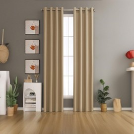 ABBRIGE Extra Long Blackout Curtains - 72 to 240 Inch Long Total Blackout Tall Curtains - 2 Story Extra Long Window Floor to High Ceiling Drapes for Living Room Bedroom(1 Panel,Beige,52"x72")