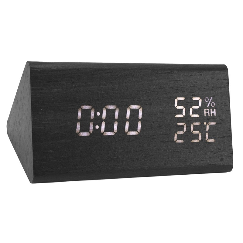 Wooden Digital Alarm Clocks LED Display Temperature Humidity Alarm Clocks