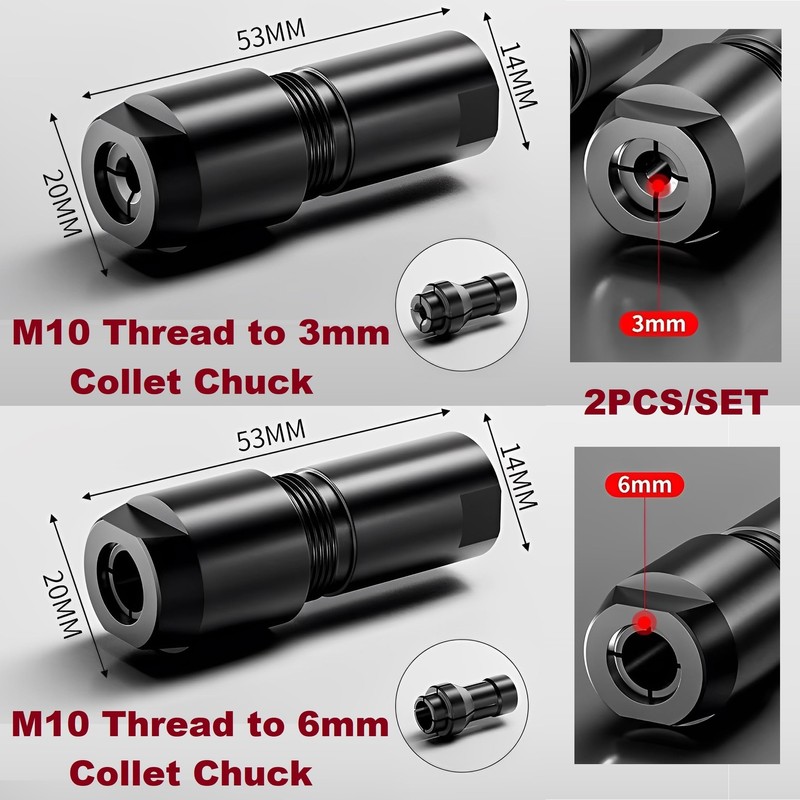 MiJunHD Angle Grinder to Straight Grinder Collet Chuck Converter, M10