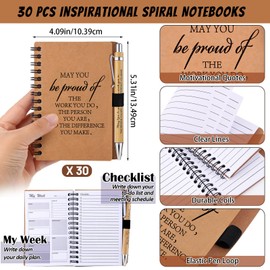60 Pcs Employee Appreciation Gifts Weekly Planner Notebooks Inspirational Spiral Journals Thank You Bamboo Ballpoint Pens To Do List Notepad for Nurse Teacher Coworker