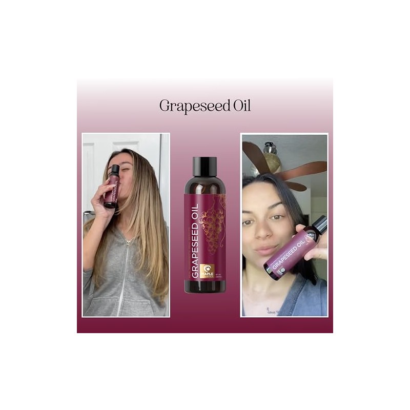 Pure Grapeseed Oil for Hair, Face Acne - Cold Pressed