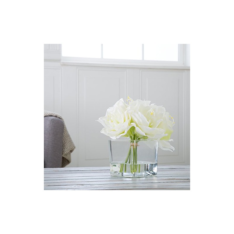 Lilies Floral Centerpiece - Five Cream-Colored Lily Blossoms in a