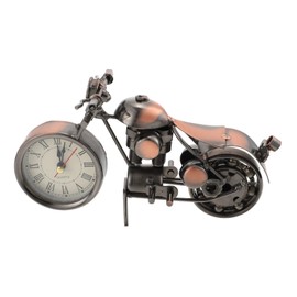 Gatuida Vintage Motorcycle Clock Ornament Retro Desk Clock Decoration Compact Design Easy to Read Sturdy Iron Craft for Home Office Elegant Motorcycle Decor for Desktop