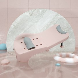 CNCEST Adjustable Children Shampoo Chair,Toddler Shampoo Chair Bather for 0-5 Years Old,Kids Hair Washing Bath Seat,Children Head Hair Rinser Salon Chair 50kg/110.23lbs Max Load (Pink) (Pink)