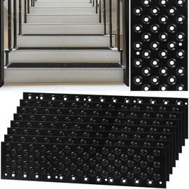 8 Pack Non Slip Aluminum Stair Tread,16 x 3.75 Inch Aluminum Anti-Slip Stair Strip with Screws,Anti Slip Outdoor Stair Treads Coated Black,Metal Stair Nosing Stair Treads for Wooden Ramp Deck Steps