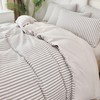 Comforter Queen Set Striped Grey 100% Soft Washed Microfiber Jacquard
