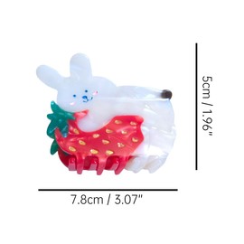 Funny Bunny Strawberry Hair Clip,Acetate Hair Clip,Small Claw Clip for Women,Red, 1 Count (Pack of 1)