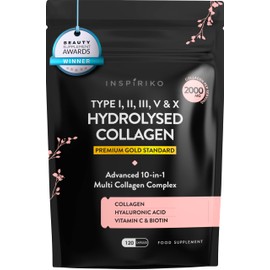 Multi Collagen Supplements for Women - Type I, II, III, V & X Hydrolyzed Collagen Peptides - 2000mg (per 4 capsules) Marine Collagen with Hyaluronic Acid, Bovine, Egg, Cartilage Collagen & 5 Vitamins