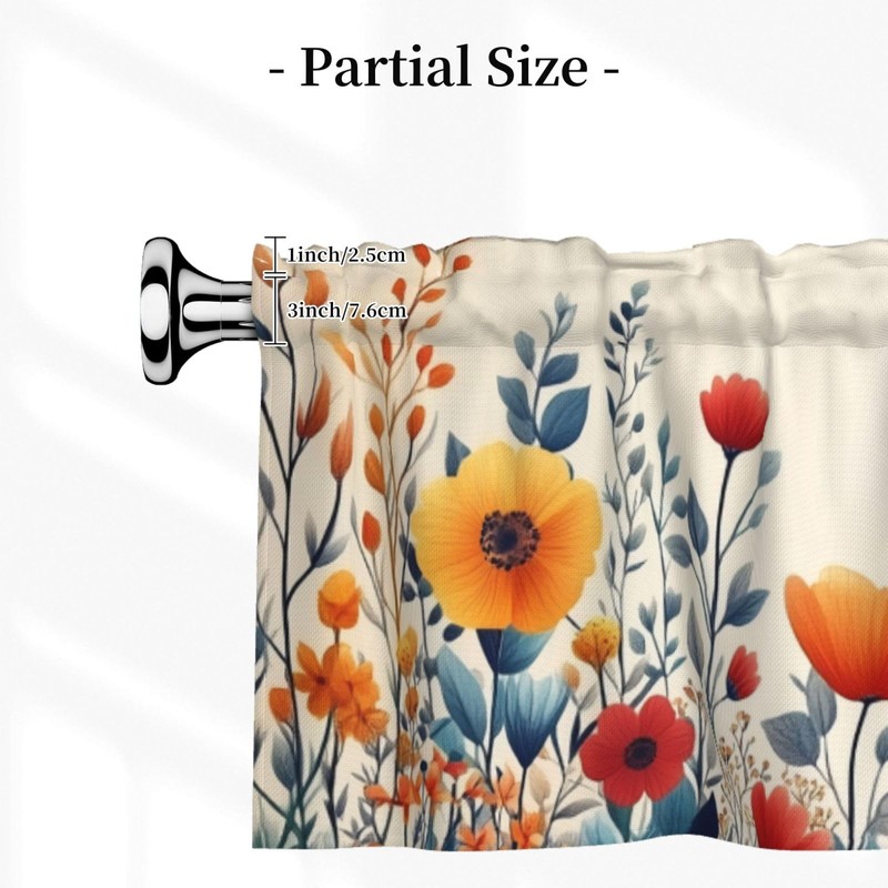 XLinTech 2 Pack Boho Florals Valance for Windows Flower Curtain