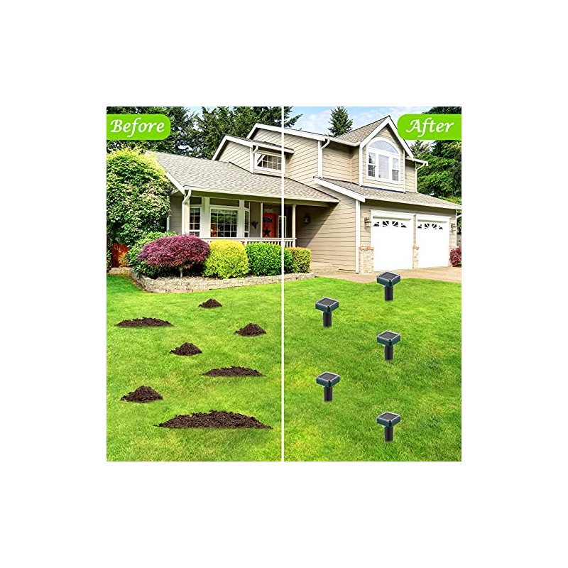 Mole Repellent for Lawns 8 Pack, Solar Powered Mole Repeller