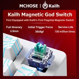 Hyekit x MCHOSE Jet 75 75% Wired Magnetic Switch Mechanical Gaming Keyboard, Rapid Trigger Hall Effect Keyboard, Hyper-Fast Adjustable Actuation, 8K Hz Polling Rate, RGB HotSwap, for PC/Mac, White