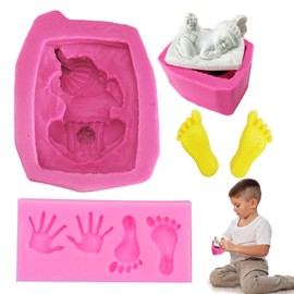 Premium Silikonformen für Fondant - Fußabdruck Kleinkind & Schlafendes Kleinkind Silikonform - Ideal für Fondant Rosa, Ostergebäck und DIY-Backliebhaber