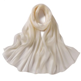 Premium Soft Shimmer Hijab Head Scarf for Islamic Muslim Hair Wraps Women Lightweight Scarves Sheer Crepe Shawl Wrap (15# white)